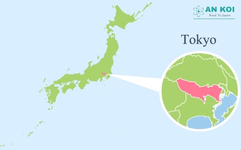 Vị trí thủ đô Tokyo của Nhật Bản