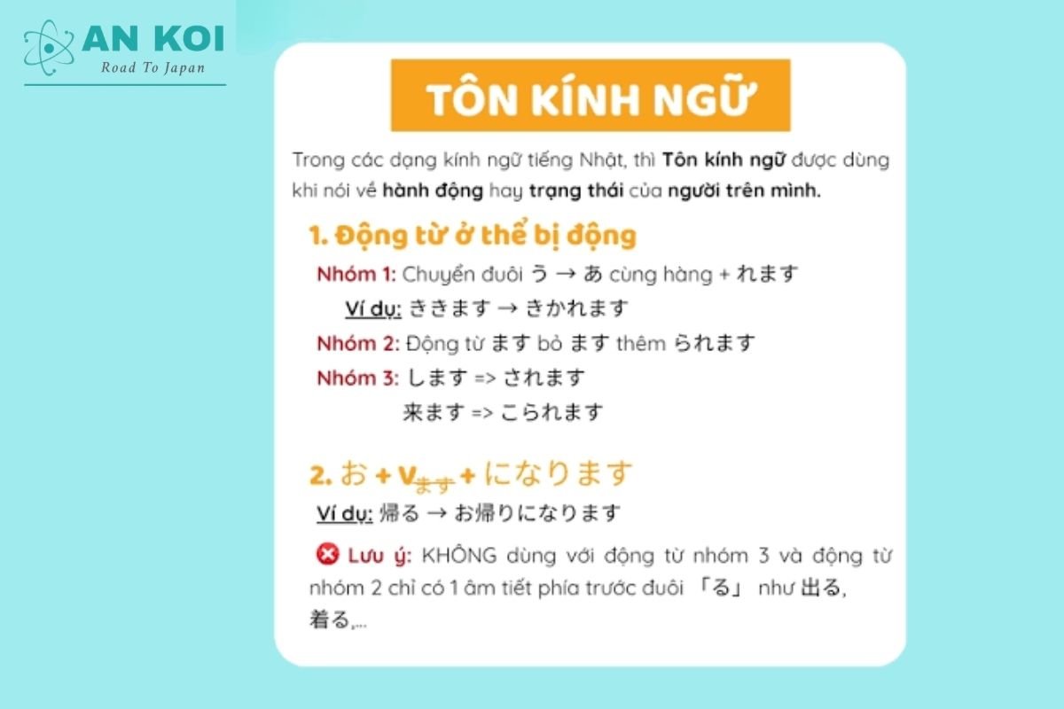 Các dạng tôn kính ngữ tiếng Nhật thường gặp