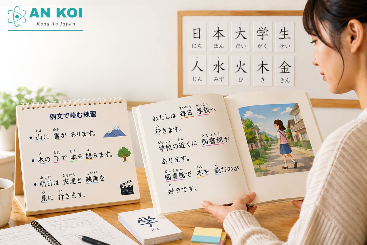 日本語の漢字一覧を文や文章の中で読む練習をすると、より自然に覚えられます。