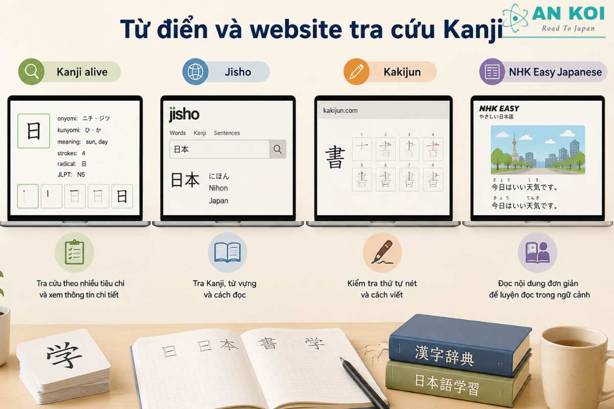 辞書や漢字検索サイトを使うと、意味、読み方、筆順をすばやく確認できます。