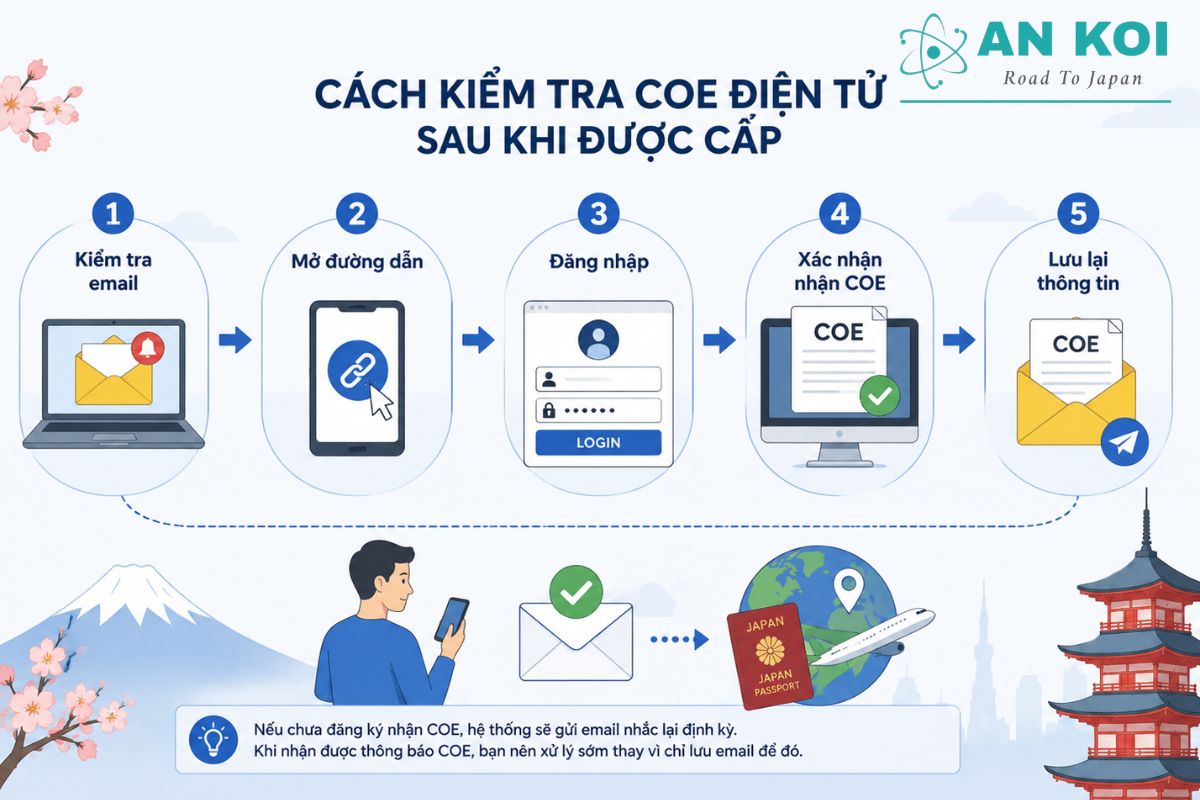 Process for checking and confirming an electronic COE after receiving the email notification